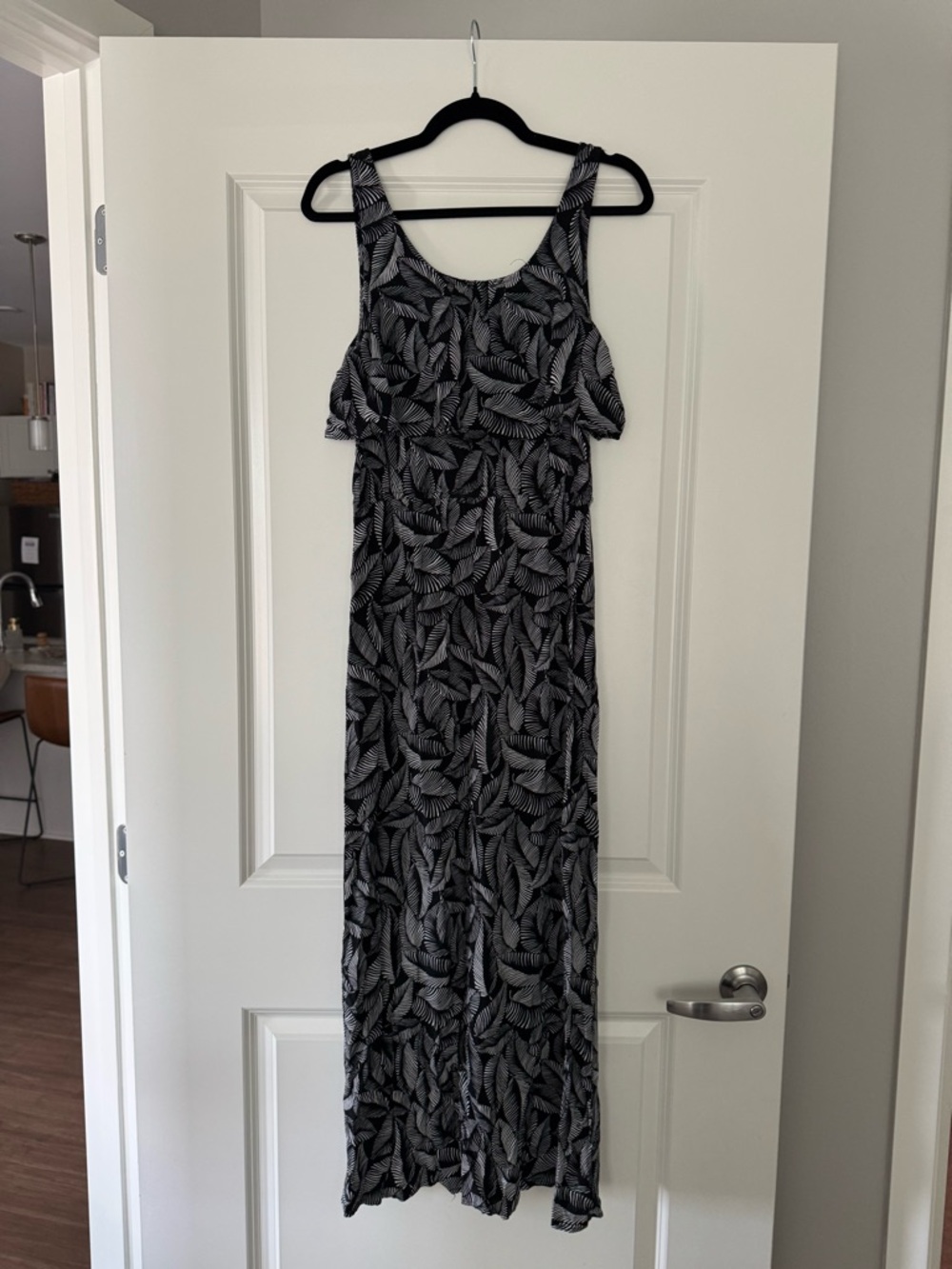 Merona Black and White Leaf Maxi Dress